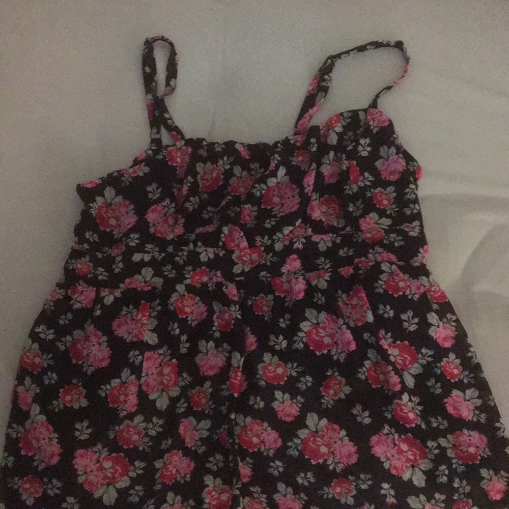 Torrid black Tank top with Pink floral design
